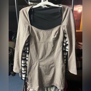 Zara brown and black square neck dress